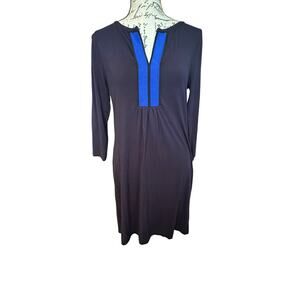Boden Navy Blue Tunic Shift Dress w/ Cobalt Trim Size 6 Preppy Workwear Classic
